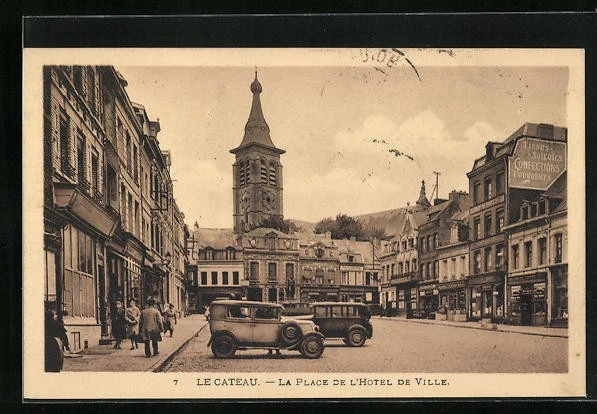 CPA - LE CATEAU - Place Sadi-Carnot et rue de France
