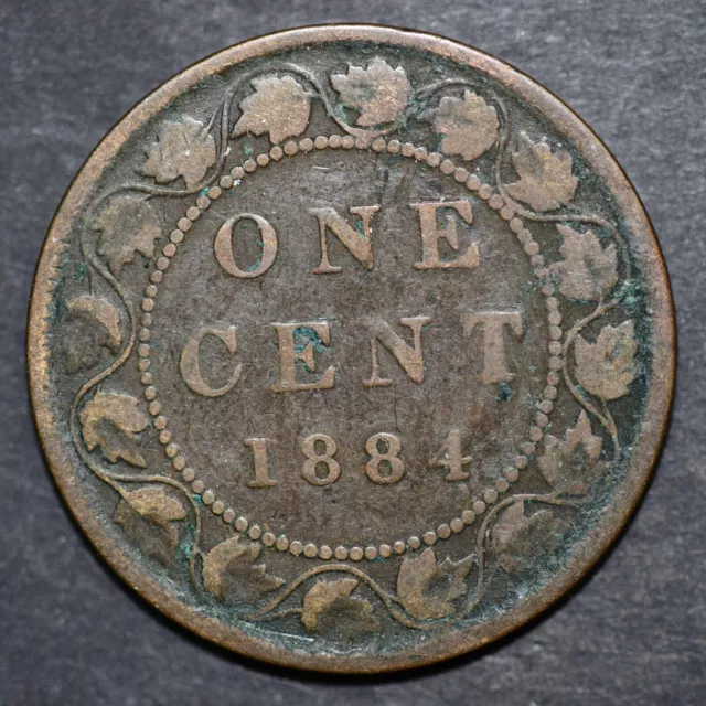 1884 Canada One Cent Victoria 25.4mm Bronze Coin, FREE SHIPPING