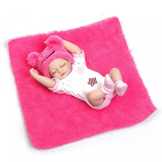 11" Mini Reborn Girl Doll Full Silicone Vinyl Body Cute Bebe Doll Waterproof Toy