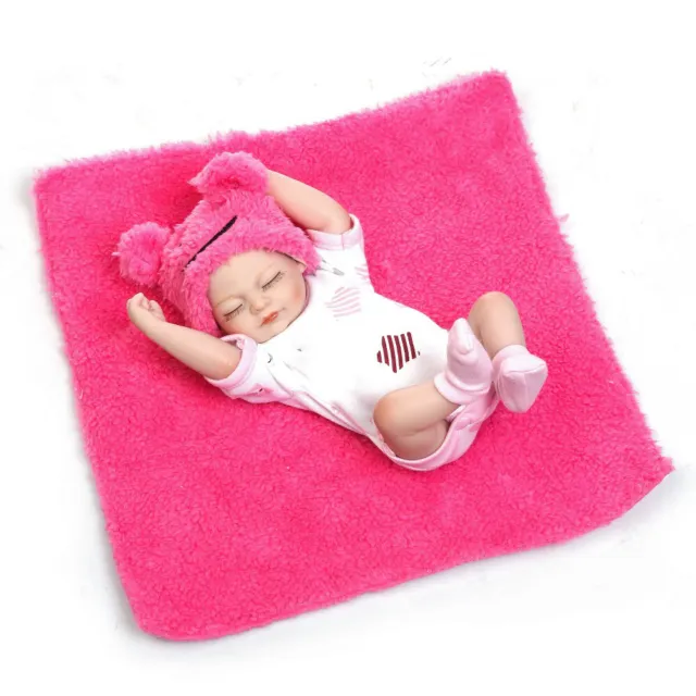 Bambola bambola bambino pieno silicone completo NPK 11" mini neonati rinati rosa bambina