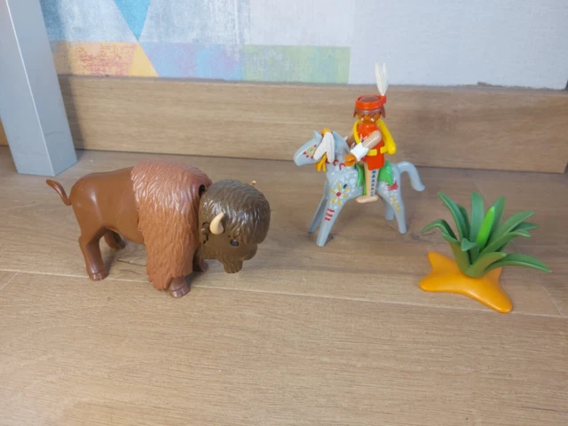 PLAYMOBIL vintage western indiens cheval marron peinture set 3396 3733 de 1989