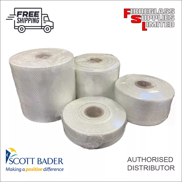 Woven Fibreglass Cloth Tape. Various Sizes. 175g/sqm. GRP Reinforcement + Repair