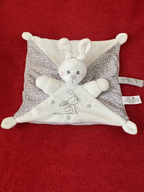 🇫🇷Doudou Lapin Blanc Gris Étoiles Argentées Tétine SIMBA TOYS KIABI NEUF