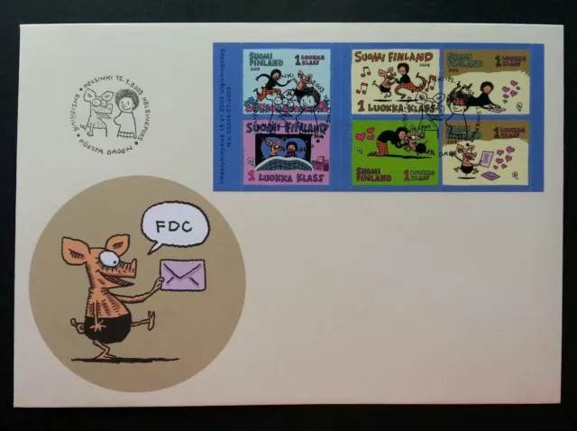 Finland Cartoon Friendship 2003 Pig Children Animation (stamp FDC