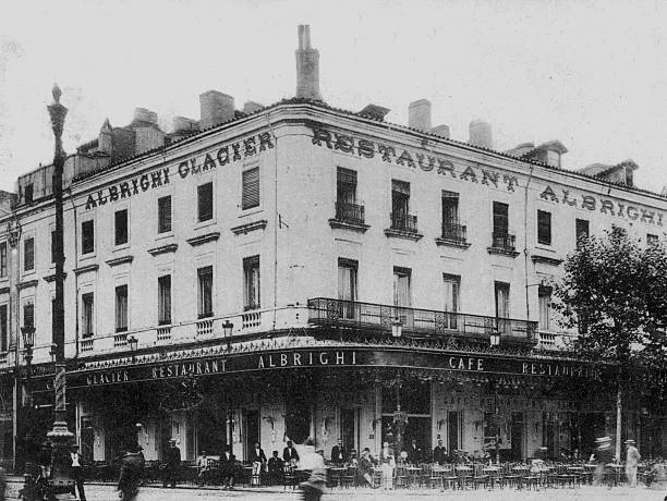 Albrighi Cafe In Toulouse Postcard C 1902 Old Photo