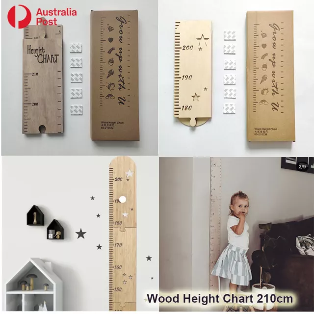 Hard Wooden Children Kids Height Chart Growth Ruler Wood Jigsaw Gift Long 210cm