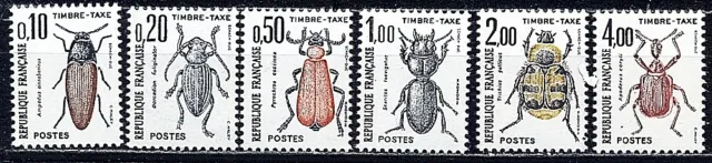 Timbre France Taxe N°103 / 108 ** Serie Complete  Insectes  Coleopteres  Neuve