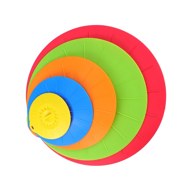 5 pz coperchio lattina coperchio piatto sigillato in silicone da coperchio pentola tratti