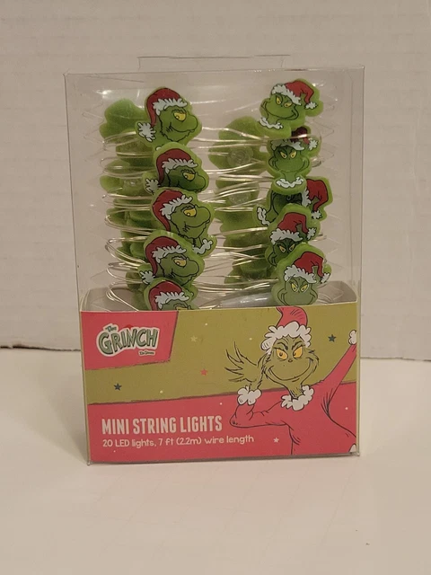 NEW the Grinch Who Stole Christmas 7 ft 20 LED Mini string lights Village Decor