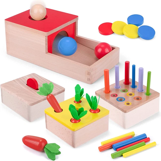 GIOCHI LEGNO BAMBINI Da 1 Anno, 4 in 1 Giochi Montessori Cubo