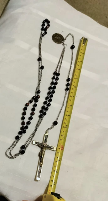 Antique Rosary 19th C Crucifix Vatican Medal Saint Francis Priest Owned 2