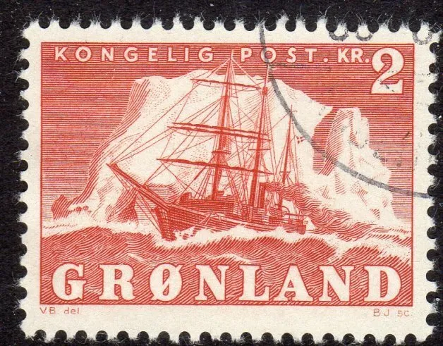 Greenland Scott # 37 VF Used 1950 2 Kroner Polar Ship Gustav Holm