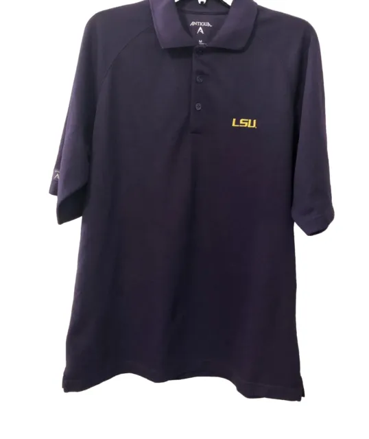LSU Tigers Antigua Embroidered Short Sleeve Polo Shirt Purple Men’s Size Medium