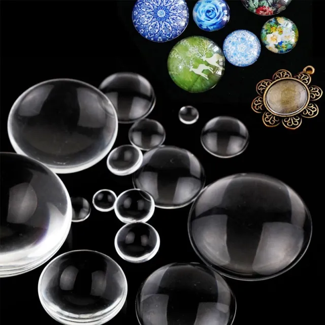 Round Flat Back Transparent Clear Glass Cabochon for DIY Jewelry Making Supplies