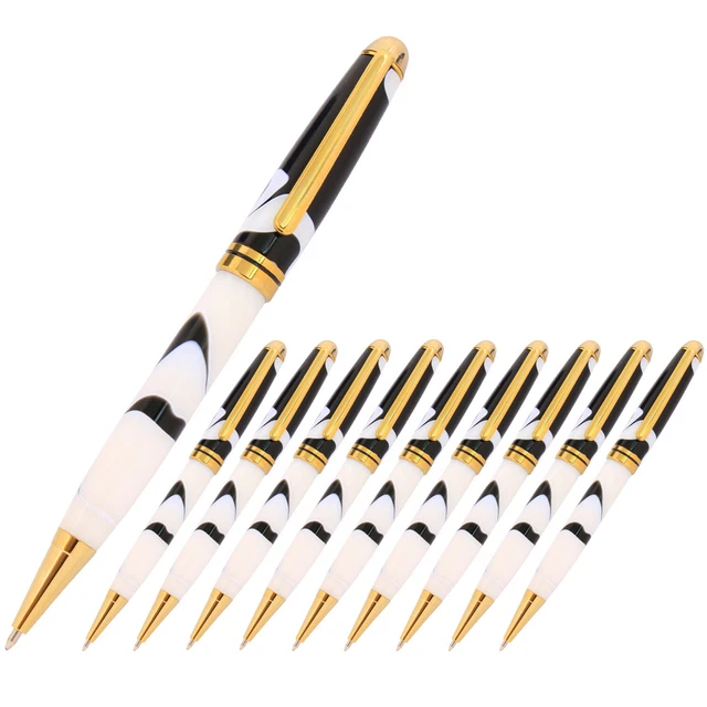 Kit de pluma europea, acabado dorado titanio, paquete de 10, torneado en madera heredado
