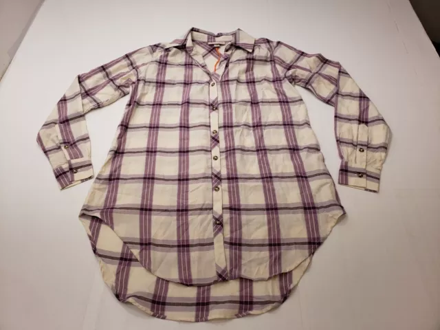 Knox Rose Womens Shirt Long Sleeve Collared Button Up Purple Plaid Size XS NWT