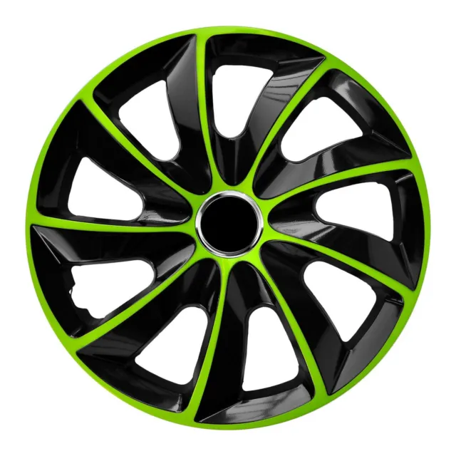 14" Hub Caps Wheel Covers Trims Universal Set 4 PCS Car Wash Safe Black & Green