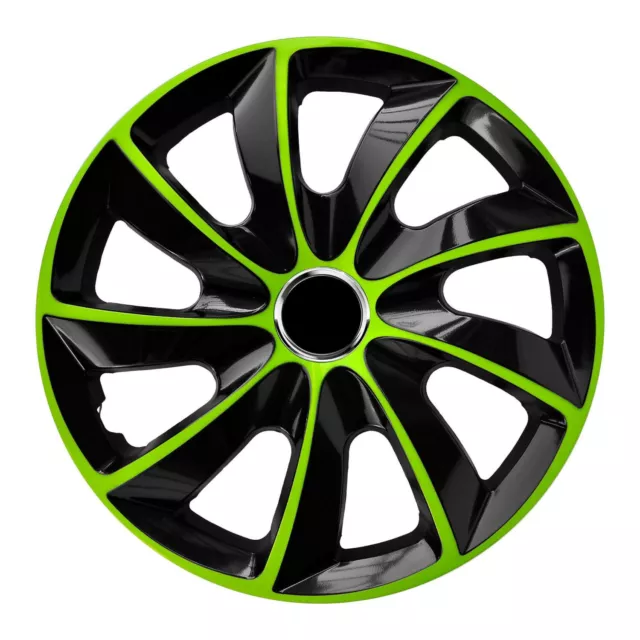 Coprimozzo 13" Copriruota Set Universale 4 PZ Cassaforte Lavaggio Auto Nero & Verde