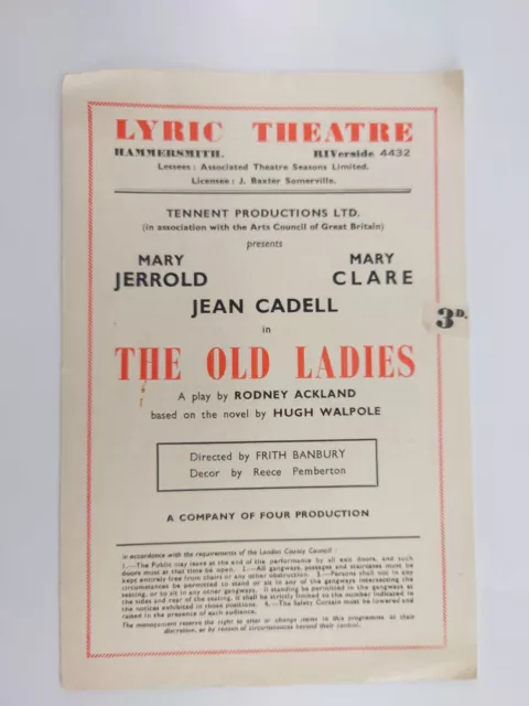 1950 The Old Ladies Lyric Theatre Mary Jerrold Mary Clare Jean Cadell