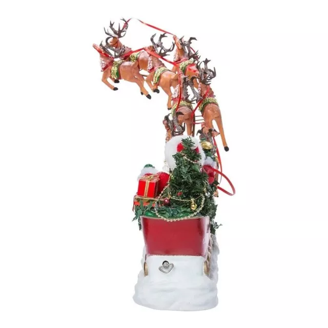 Now Dash Away All Musical Santa with Reindeer Fabriche Christmas Figurine Set 3