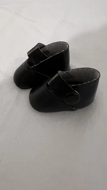 Paire de chaussures pour poupée ancienne en vinyle noir - vintage - Collection