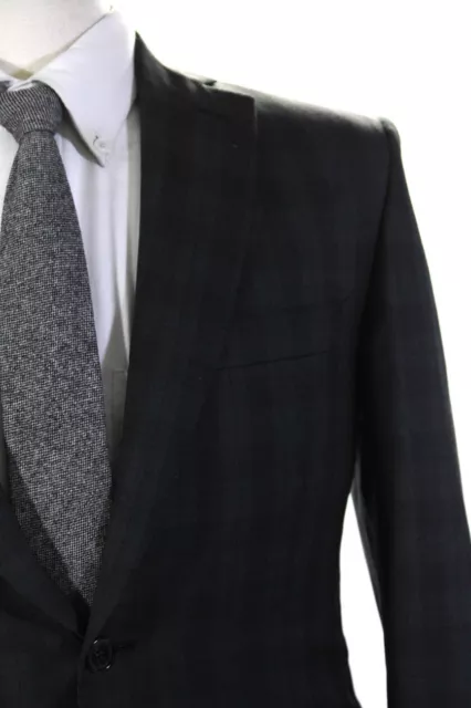 Brioni Mens Dark Gray Wool Plaid Two Button Long Sleeve Blazer Jacket Size IT 40 2