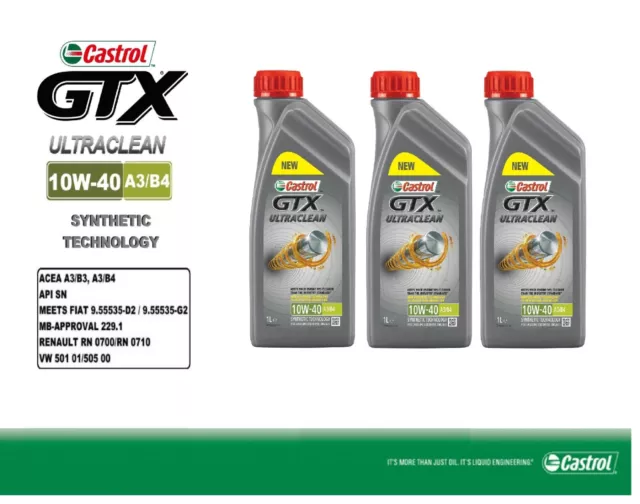 olio motore 10w40 benzina diesel Castrol GTX ultraclean 10w40 A3/B4 4x1lt.  : : Auto e Moto