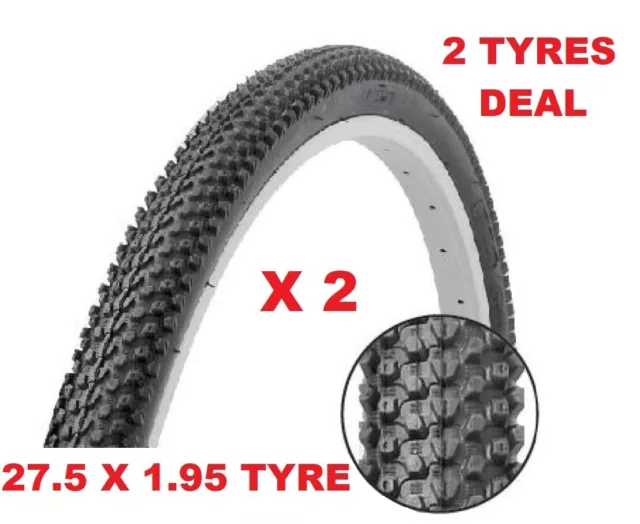 Pair 27.5" Tyres Mountain Bike MTB Tread 27.5 x 1.95" 650B Gravel Offroad Race