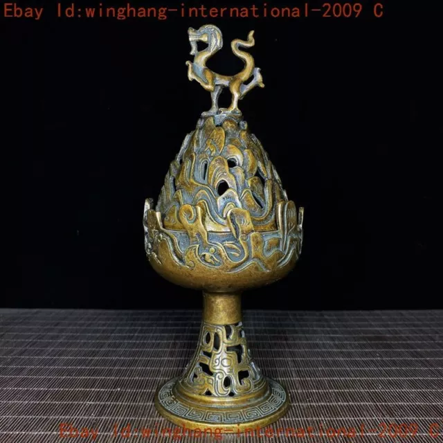 China ancient dynasty bronze Boshan Joss Incense burner Censer statue