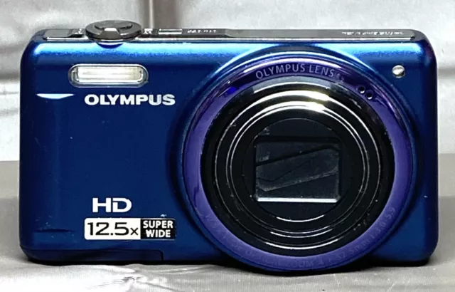 Olympus VR-320 Digital Camera BLUE 14MP 12.5x Zoom 24mm Lens Video TESTED