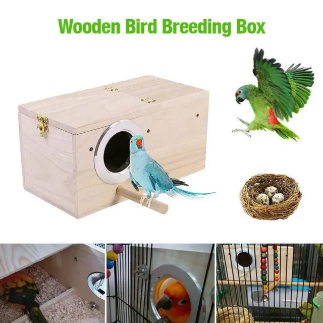 Wood Bird House Nesting Birds Breeding Box Bird Parrot Cage> Breeding U5W5