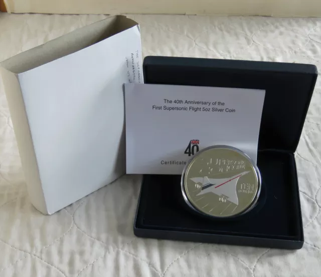 GUERNSEY 2009 5oz CONCORDE FIRST SUPERSONIC FLIGHT £10  SILVER PROOF - complete