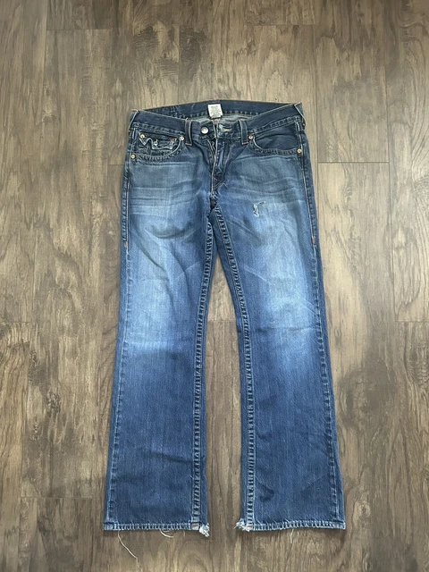 Vintage True Religion Mens Flare Jeans L 34 Light Blue Vintage True Religion Mens Flare Jeans L 34 Light Blue