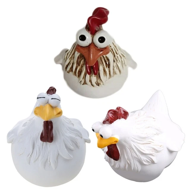 Funny Big-Eyes Hen Sculpture Resin Craft Chicken Sculpture Ornament Fence Statue