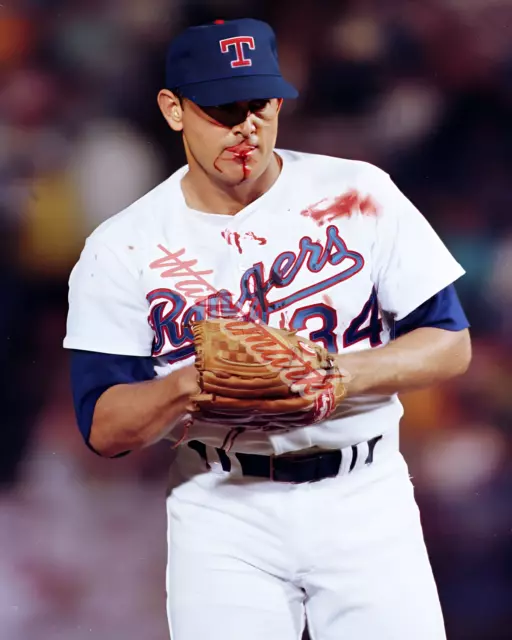 MLB Texas Rangers Nolan Ryan Bloody on the Mound Color 8 X 10 Photo Picture