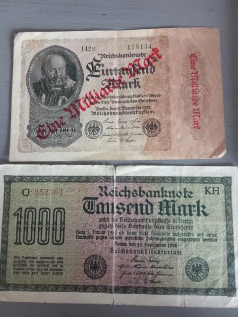 Lot Billets Allemagne Eine Milliarde Mark  et tausend mark