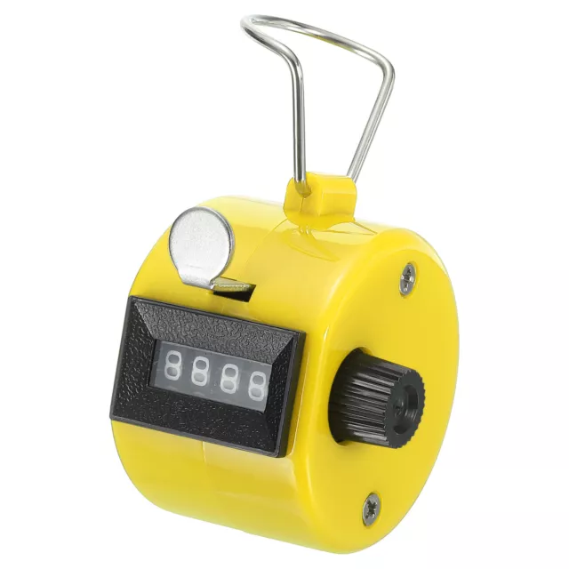 Clicker Counter 4-Digit Hand Tally Counter Mechanical Click Counter Yellow