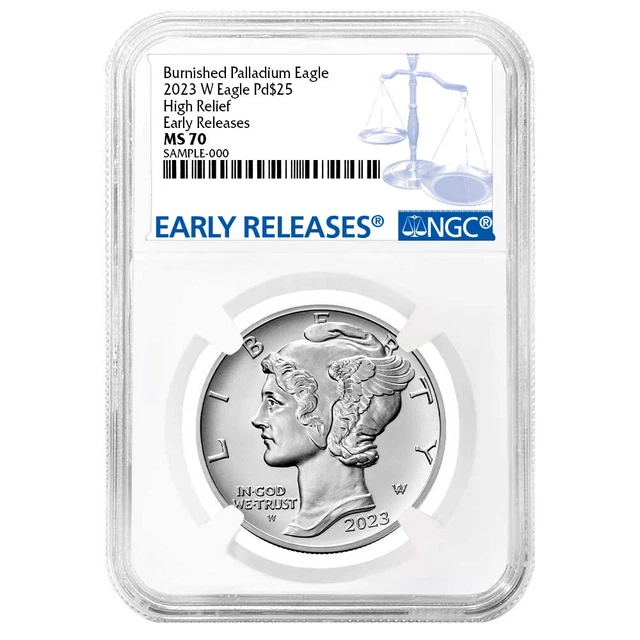 2023-W Burnished $25 American Palladium Eagle NGC MS70 ER Blue Label