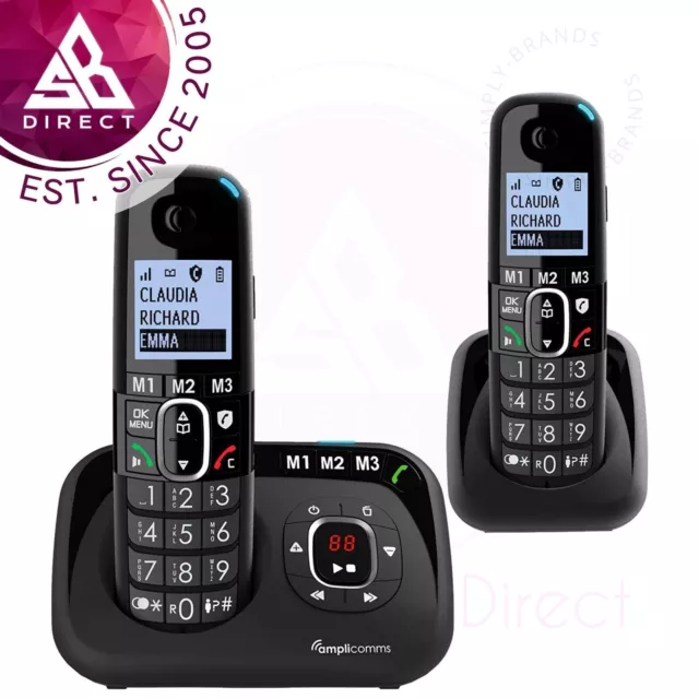 Amplicomms BigTel 1582 : Duo de Téléphone fixe sans fil amplifié avec  répondeur