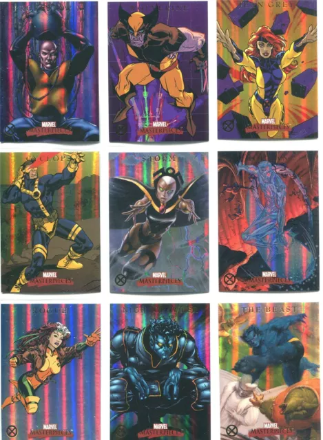 Marvel Masterpieces 2007 Complete X-Men Foil Parallel Chase Card Set X1-X9