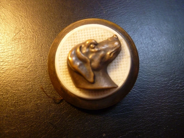 bouton ancien tête chien fin 19eme 30 mm collection chasse vènerie
