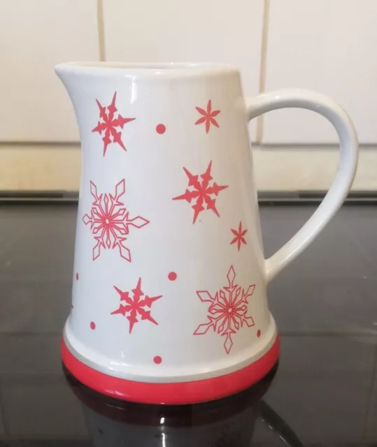 Christmas Jug, Mason Cash For Lakeland, Snowflake, Milk Jug, Red And White Jug