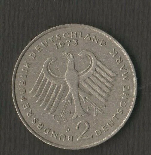 Germany - 2 Deutsche Mark - Theodor Heuss - 1973J