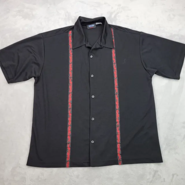 Anchor Blue Shirt Mens Large Black Red Button Up Bowling Team Lounge Y2K Adult