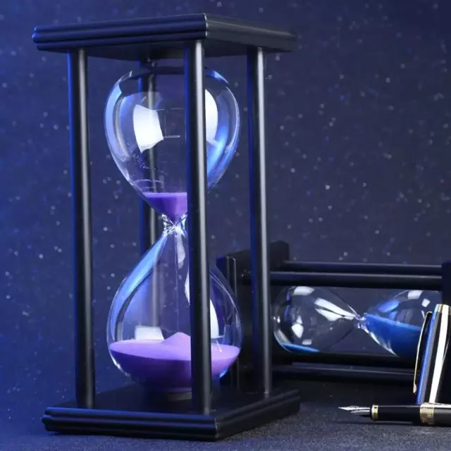 Hourglass Sand Timer Minutes Wooden Minute Clock Glass Sandglass Large Black