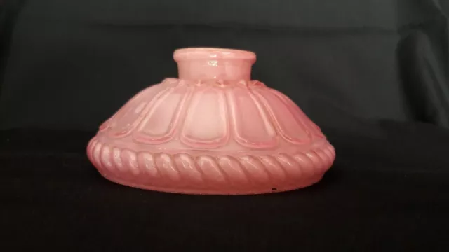 Antique Rose Pink Cased Milky Glass Kerosene Paraffin Oil Peg Lamp Shade L8