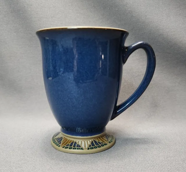 Denby-Langley Boston Spa Blue Mosaic Footed Coffee Mug 8 oz Cup Vintage Pottery