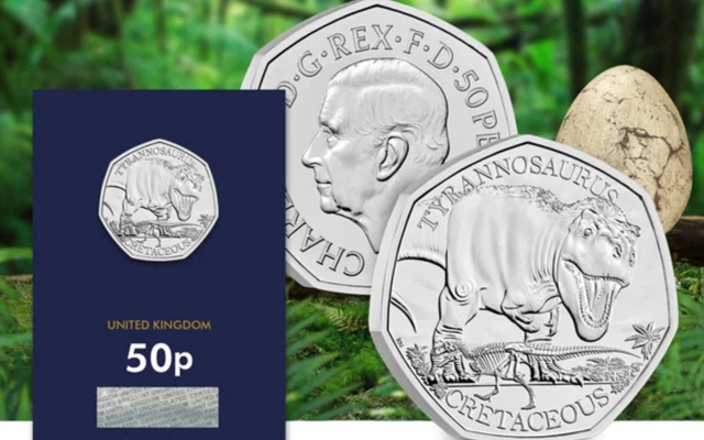 NEW UK 2024 TYRANNOSAURUS T REX DINOSAUR 50p CERTIFIED BRILLIANT new-uk-2024-tyrannosaurus-t-rex-dinosaur-50p-certified-brilliant