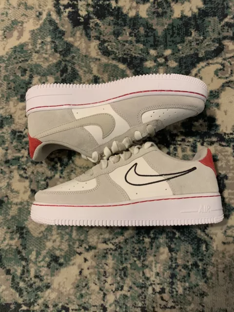 AIR FORCE 1 LV 8 S 50 GS LIGHT STONE UNIVERSITY RED