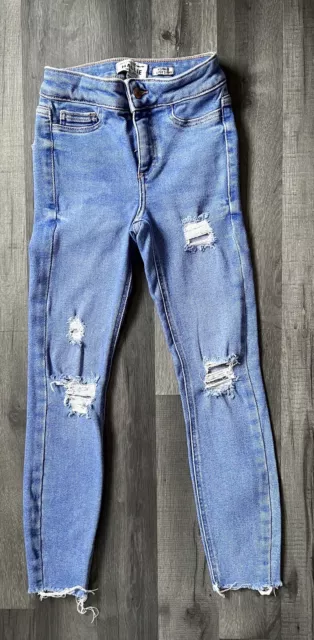 Girls New Look Super Skinny High Waisted Ripped Jeans Age 10
